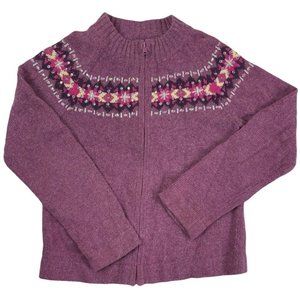 Cherokee Nordic Purple Full Zip Cardigan/  15x18.5 / Big Kid Medium 8/10
